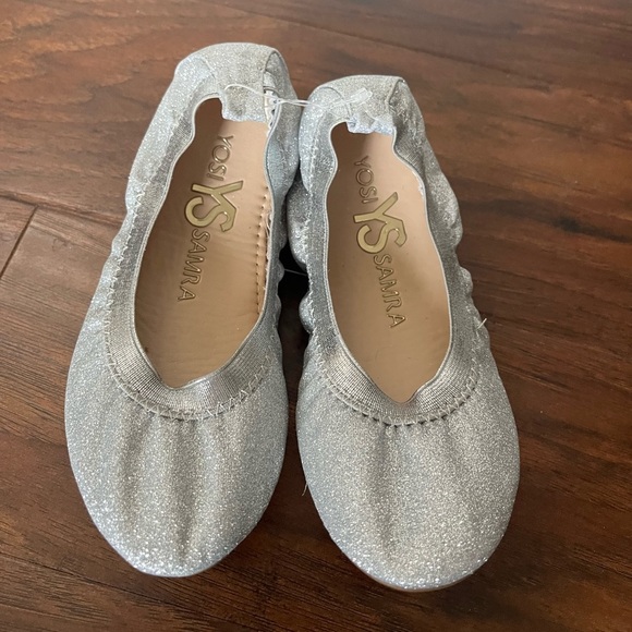 NWOT Yosi Samra Silver Glitter Ballet Flats-Size 12 - Picture 1 of 8